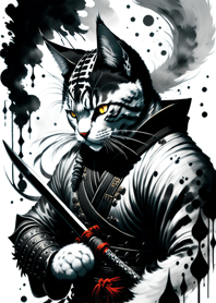 Ink wash cat samurai c56c37