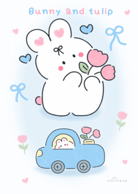 Bunny and tulip  >_____<
