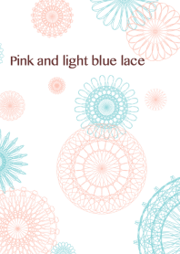 Flowers and lace ribbon-Pink light blue-