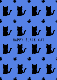 HAPPY BLACK CAT SILHOUETTE-BLUE-BLACK