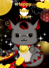 Happy New Year(black dragon, gold medal)