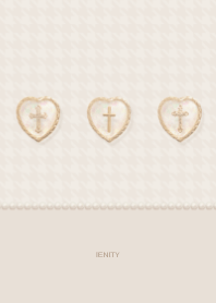 Cross with heart - Beige .
