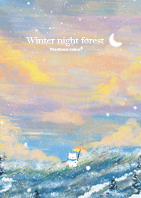 Winter night forest