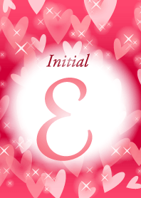 【E】イニシャル❤️ハート-赤2-
