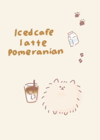 簡單的博美犬冰咖啡拿鐵米色