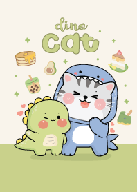 แมวชุดฉลาม & ไดโนกรีนทีน่ารัก สีเขียว