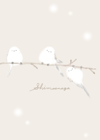 水彩画風シマエナガさん：ベージュ