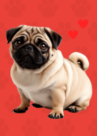 Fawn Pug Theme. Red 04