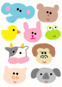 (animals crayon(white) )