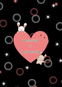 Rabbit MOMO& MOKO-cute heart -Black