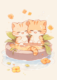 Cat takes a hot spring bath 4