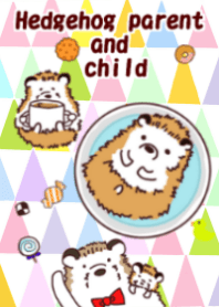 Cute hedgehog parent and child