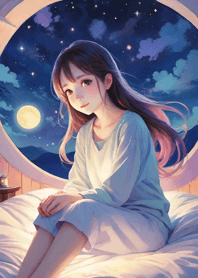 Comfortable day on the bed girl 234B33