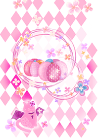 Halloween-cat&pinkpink-pumpkin