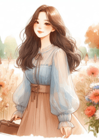 Minimal girl flower garden brown