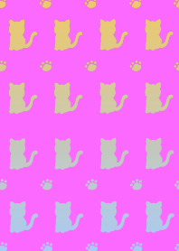 HAPPY GRADIENT CAT-NEON PINK-BLACKj