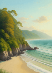 Summer beach, white clouds 6174f2