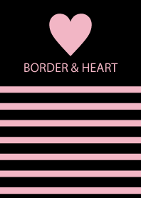 BORDER & HEART-Black&Pink-
