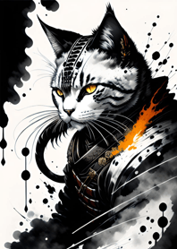 Ink wash cat samurai a1BC61