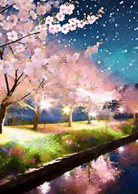 Beautiful night cherry blossoms#259