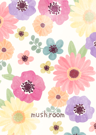 水彩カラフルフラワー