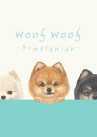 Woof Woof - Pomeranian - AQUA GREEN
