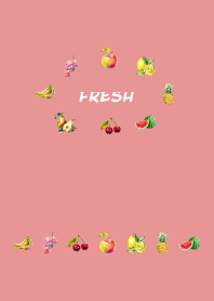 fresh fruits on light pink JP