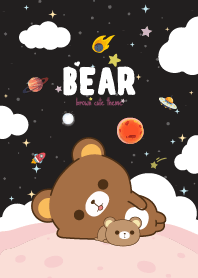Brown Bear Kawaii Galaxy Black