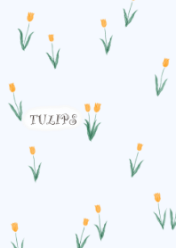 Watercolor Tulips- Light blue orange