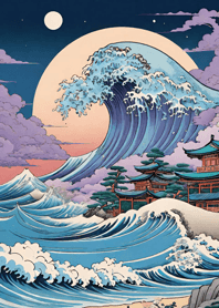 浮世繪 山海櫻花月 江戶時代 dXYww