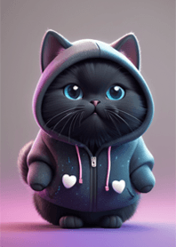 Black cat has blue eyes