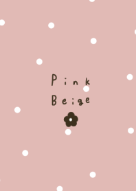 Polka dots and pink beige. Flower.
