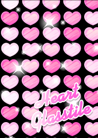 Heart glass tile -Pink-