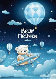 cute bears are flying in the cloud