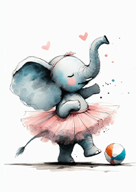 粉紅芭蕾小象與多彩球