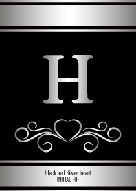 Black and Silver heartINITIAL -H-