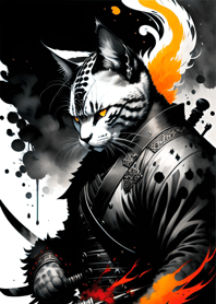 Ink wash cat samurai 645796
