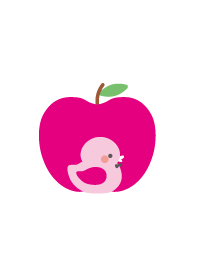 Tema bebek karet merah muda dan apel