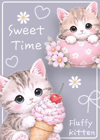 purple Greige Fluffy Kitten Sweet Time