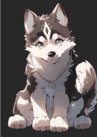 cute husky black cute animated elements