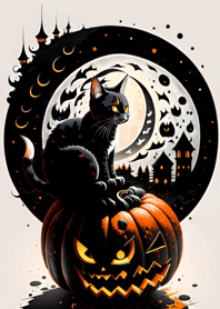 浮世絵万聖節猫 Ba1996