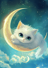 大眼白貓❤月亮睡睡