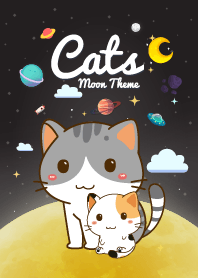 Three Cats Moon Black