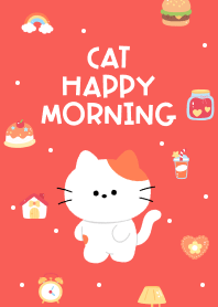 Cat Happy Morning (red)
