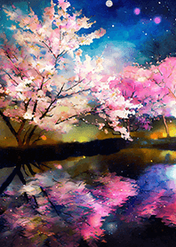 Beautiful night cherry blossoms#1261