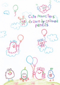Cute Monsters drawn by colored pencils