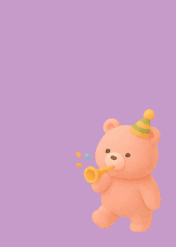 Pink Bear4 on light purple