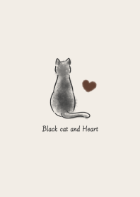 Black cat and Heart (brown)