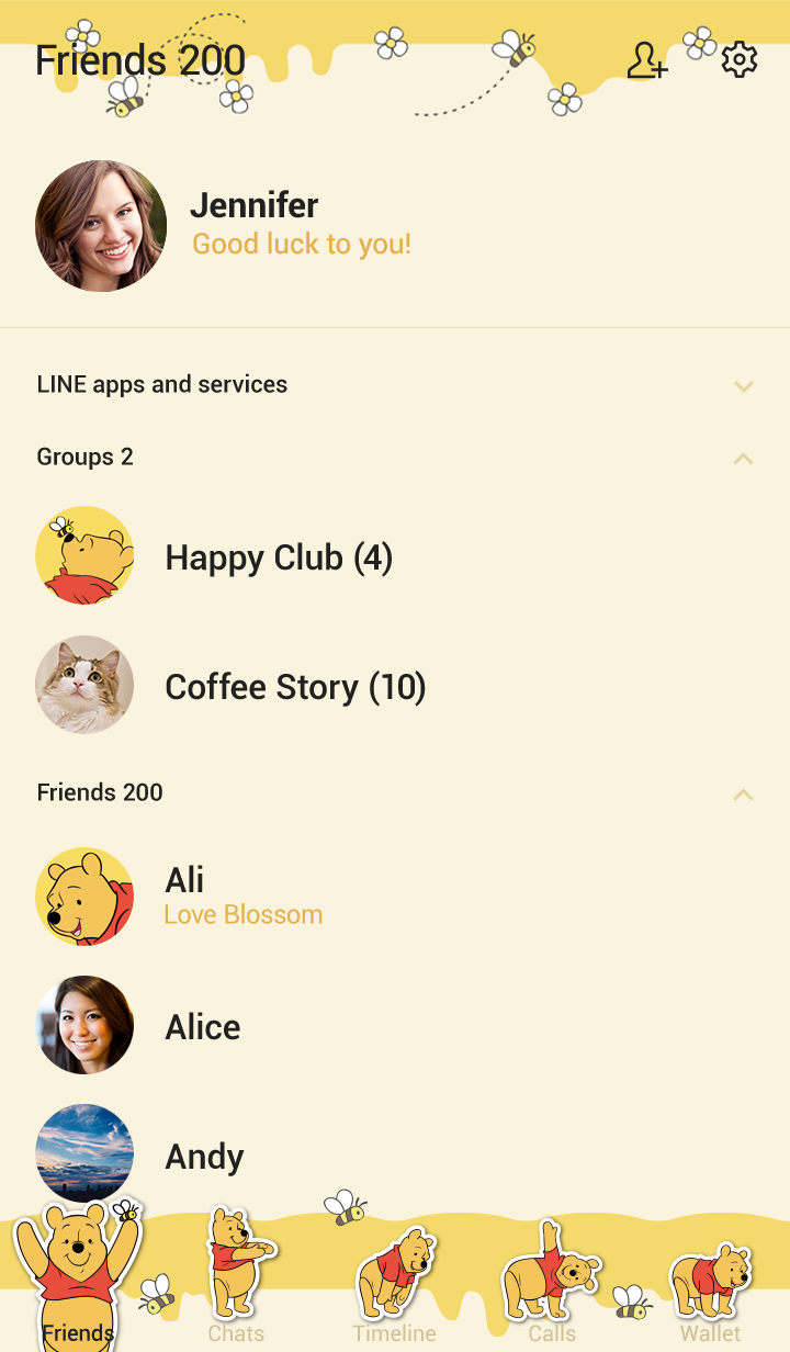 Line 公式着せかえ くまのプーさん しましまハニー Line 公式着せかえ くまのプーさん しましまハニー