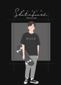 Black skateboard and men